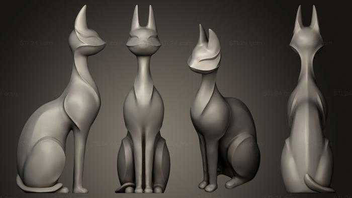 Статуэтки животных (Статуя кошки, STKJ_0499) 3D модель для ЧПУ станка